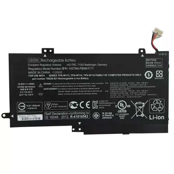 بطارية الكمبيوتر المحمول HP LE03XL