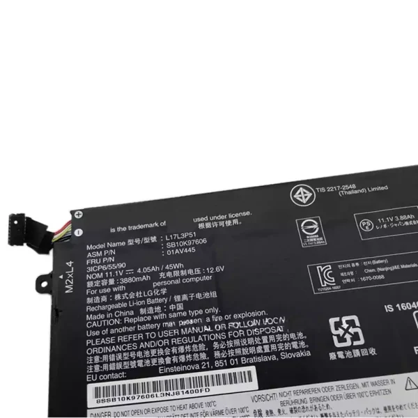 ⁦بطارية الكمبيوتر المحمول Lenovo L17C3P51,L17C3P52⁩ - الصورة ⁦3⁩