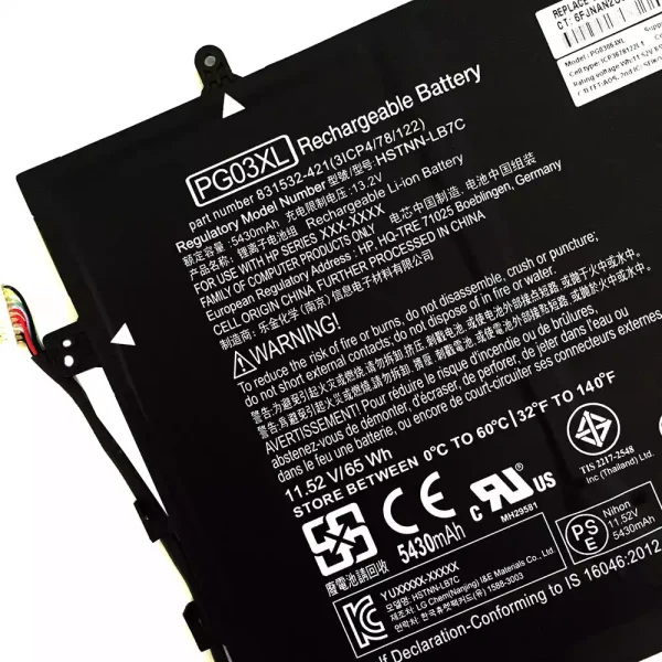 ⁦بطارية الكمبيوتر المحمول HP Spectre x360 15-AP011DX 15-AP012DX 15-AP000 15-AP000NA 15-AP000NF 15-AP000NX 15-AP001NF 15-AP001NX 15-AP002NF⁩ - الصورة ⁦3⁩