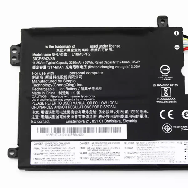 ⁦بطارية الكمبيوتر المحمول LENOVO L18M3PF2⁩ - الصورة ⁦3⁩