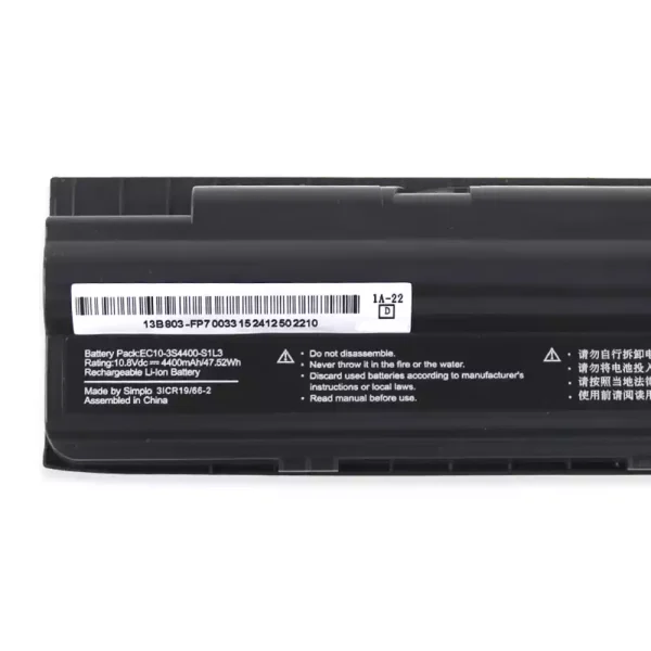⁦بطارية الكمبيوتر المحمول EC10-3S4400-S1L3 EC10-3S4400-G1L3,EC10-3S4400-S4N3,EC10-3S4400-S1N3,EC10-3S5200-S1L5⁩ - الصورة ⁦3⁩
