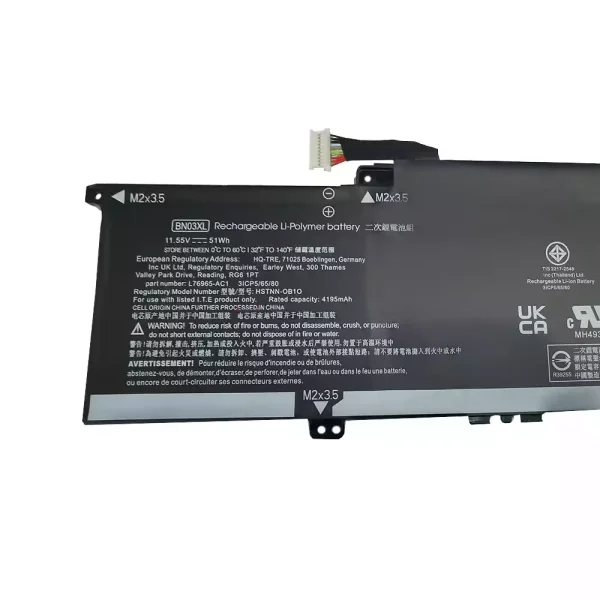 ⁦بطارية الكمبيوتر المحمول HP HSTNN-DB9N,HSTNN-OB1O,L73965-271,L73965-2C1,L76965-AC1⁩ - الصورة ⁦2⁩