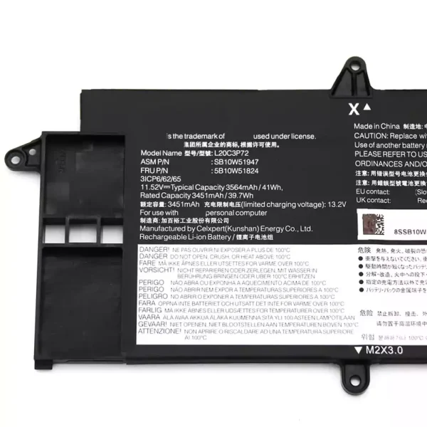 ⁦بطارية الكمبيوتر المحمول LENOVO L20C3P72 L20M3P72 L20D3P72⁩ - الصورة ⁦3⁩