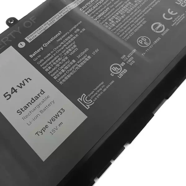 ⁦بطارية الكمبيوتر المحمول DELL V6W33⁩ - الصورة ⁦3⁩