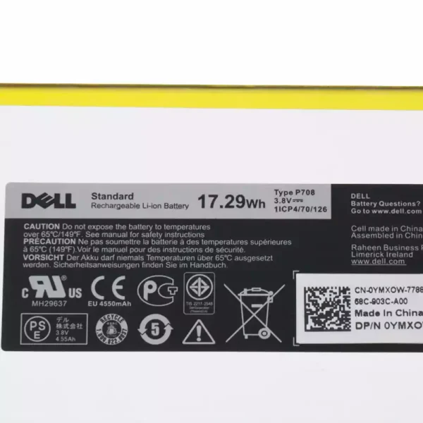 ⁦بطارية الجهاز اللوحي DELL P708,0YMX0W⁩ - الصورة ⁦3⁩