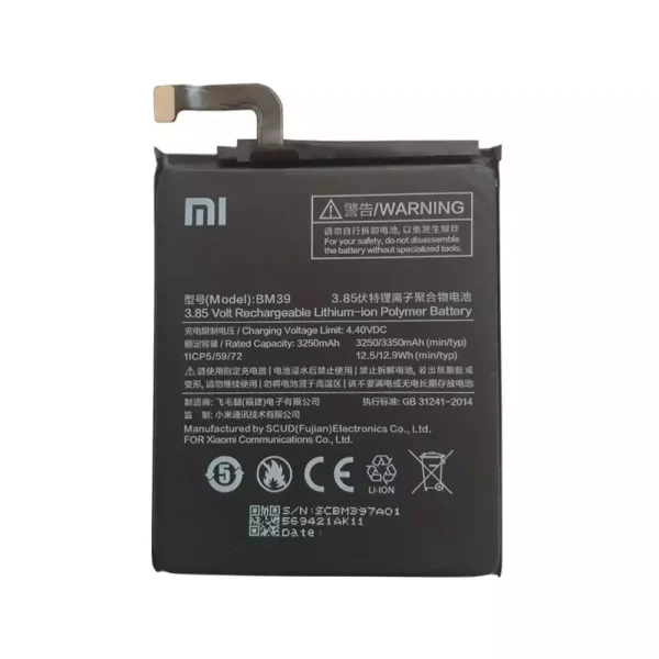 بطارية الهاتف الذكي BM39 ينطبق على Xiaomi Mi 6