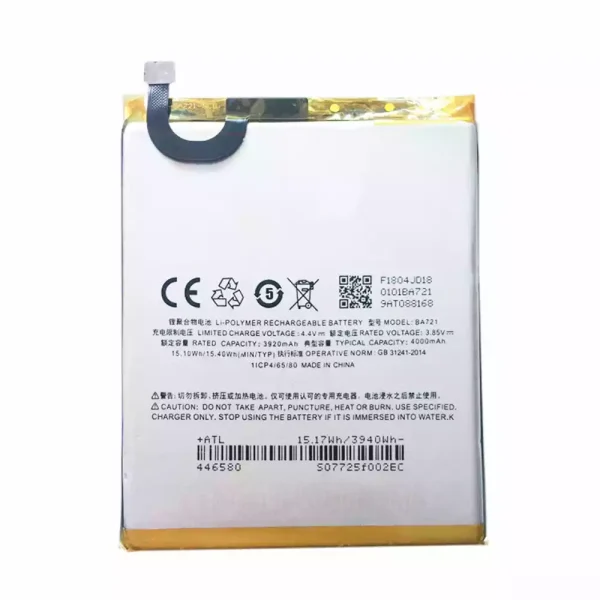 بطارية الهاتف الذكي BA721 ينطبق على MEIZU Noblue note 6