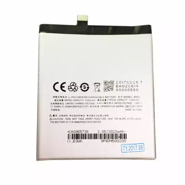 بطارية الهاتف الذكي BA02 ينطبق على MEIZU Noblue E1