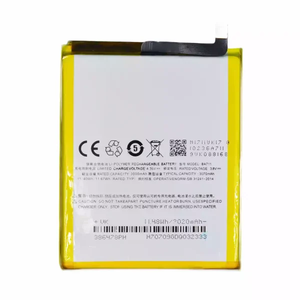 بطارية الهاتف الذكي BA711 ينطبق على MEIZU Noblue 6