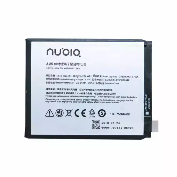 بطارية الهاتف الذكي Li3936T44P6h836542 ينطبق على Nubia M2,NX551J