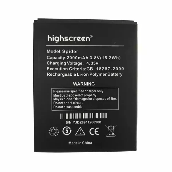 بطارية الهاتف الذكي ينطبق على Highscreen Spider