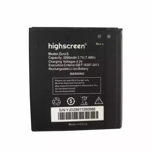 بطارية الهاتف الذكي ينطبق على Highscreen Zera S (Rev.s)