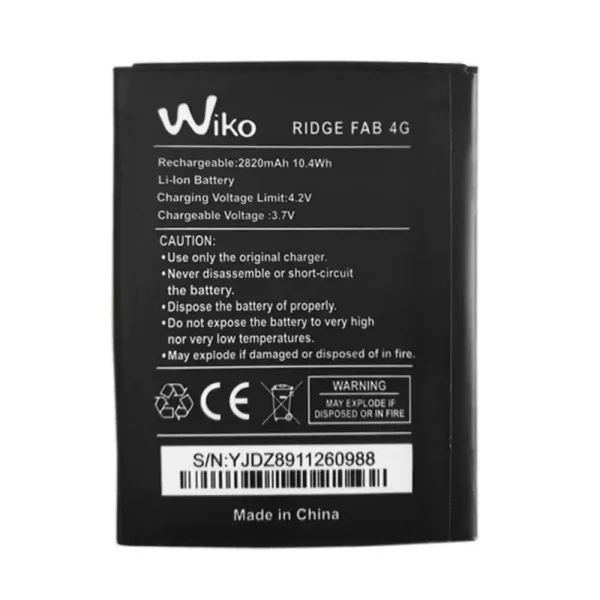 بطارية الهاتف الذكي ينطبق على Wiko RIDGE FAB 4G