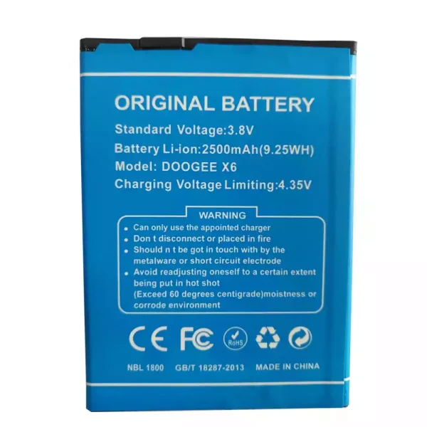 بطارية الهاتف الذكي ينطبق على DOOGEE X6