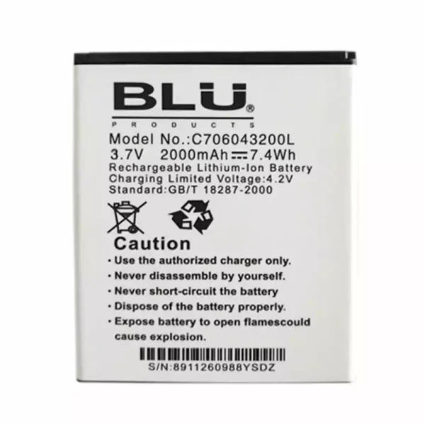 بطارية الهاتف الذكي ينطبق على BLU C706043200L