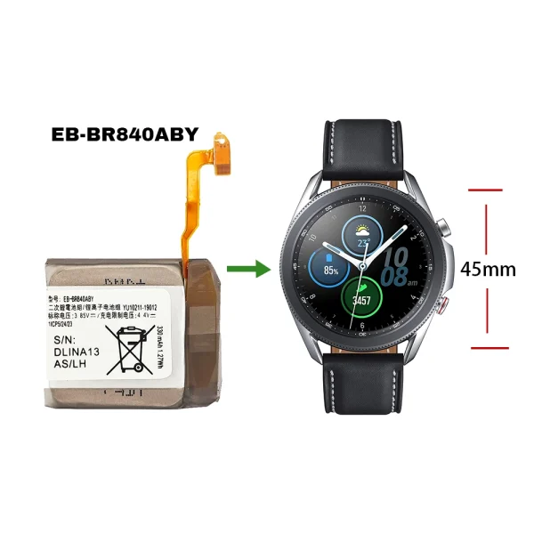 ⁦بطارية بديلة EB-BR840ABY ينطبق على Samsung Galaxy Watch 3 (45mm) SM-R840 SM-R845 SM-R845U⁩ - الصورة ⁦4⁩