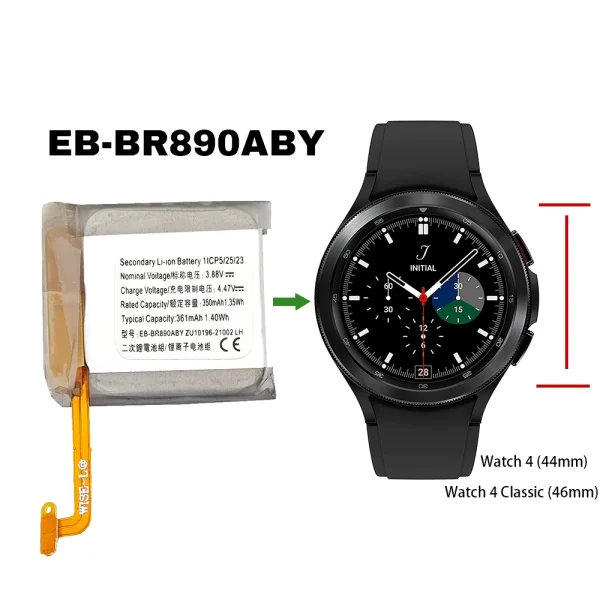 ⁦بطارية بديلة EB-BR890ABY ينطبق على Samsung Galaxy Watch 4 Classic (46mm) SM-R890 SM-R895,Galaxy Watch 4 (44mm) SM-R870 SM-R875 SM-R875U⁩ - الصورة ⁦4⁩