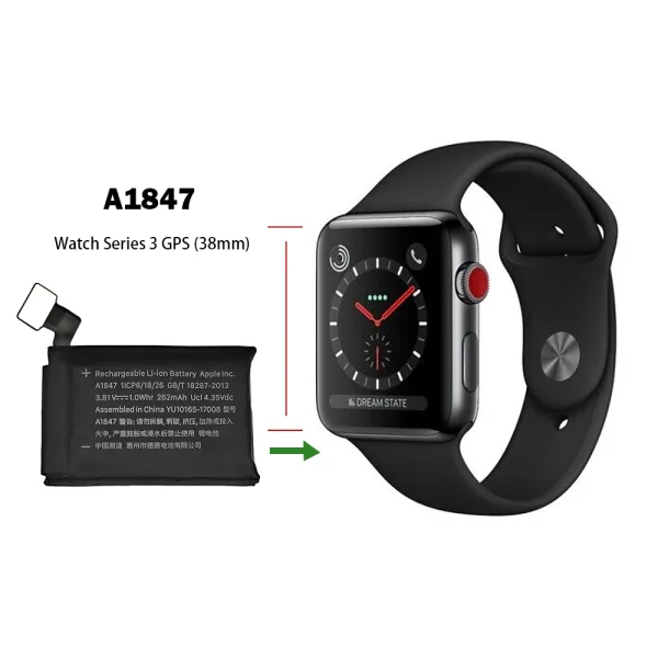 ⁦بطارية بديلة A1847 ينطبق على Apple Watch Series 3 GPS (38mm)⁩ - الصورة ⁦4⁩