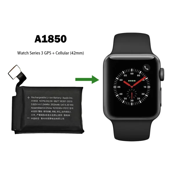 ⁦بطارية بديلة A1850 ينطبق على Apple Watch Series 3 GPS + Cellular (42mm)⁩ - الصورة ⁦4⁩