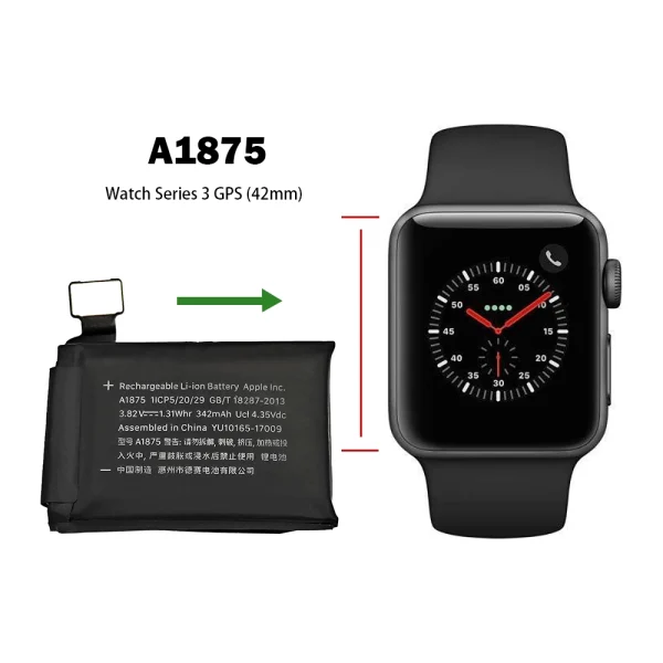 ⁦بطارية بديلة A1875 ينطبق على Apple Watch Series 3 GPS (42mm)⁩ - الصورة ⁦4⁩