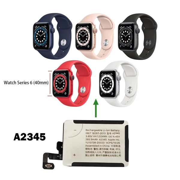 ⁦بطارية بديلة A2345 ينطبق على Apple Watch Series 6 (40mm)⁩ - الصورة ⁦4⁩