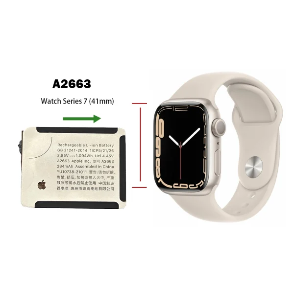 ⁦بطارية بديلة A2663 ينطبق على Apple Watch Series 7 (41mm) A2473 A2475 A2476⁩ - الصورة ⁦4⁩