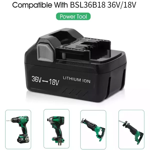 ⁦36V/18V 4.0Ah بطارية بديلة لـ Metabo BSL36A18 BSL36B18 371751M 372121M WH36DBGM WH36DC KC18DBFL2QF KC18DDX DH36DPAQ4⁩ - الصورة ⁦2⁩