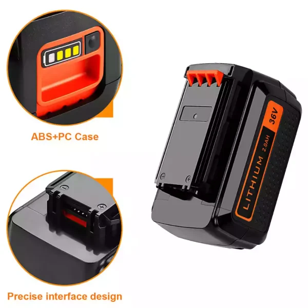 ⁦36V 2.0Ah بطارية بديلة لـ Black&Decker LST136,LST420,LST220,LST400,LST300⁩ - الصورة ⁦3⁩
