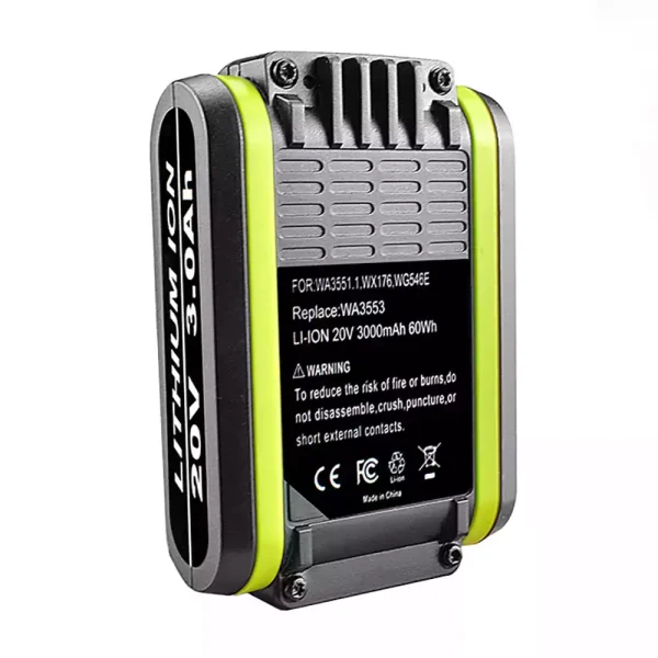 ⁦20V 3.0Ah بطارية بديلة لـ Worx WX921 WX845.9 WX822.9 WX812 WX801.9 WX800.9 WX800⁩ - الصورة ⁦2⁩
