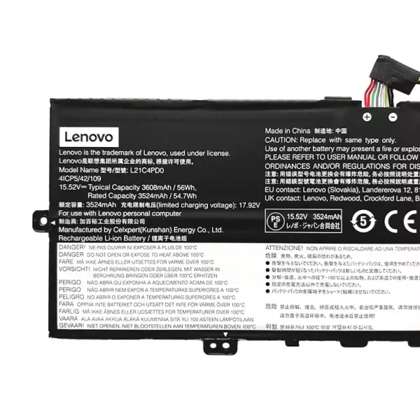 ⁦بطارية الكمبيوتر المحمول LENOVO L21B4PD0 L21C4PD0 L21M4PD0⁩ - الصورة ⁦3⁩