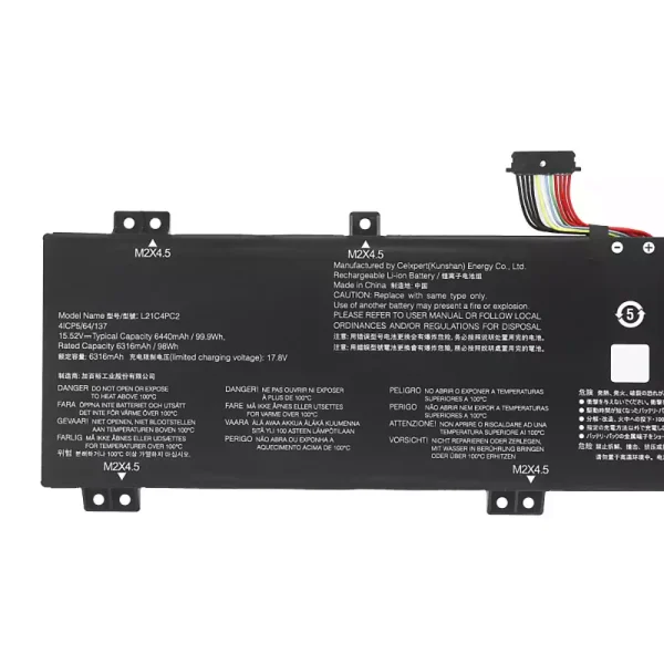 ⁦بطارية الكمبيوتر المحمول LENOVO L21C4PC2 L21C4PC3 L21D4PC2 L21M4PC5 L21M4PC6⁩ - الصورة ⁦3⁩
