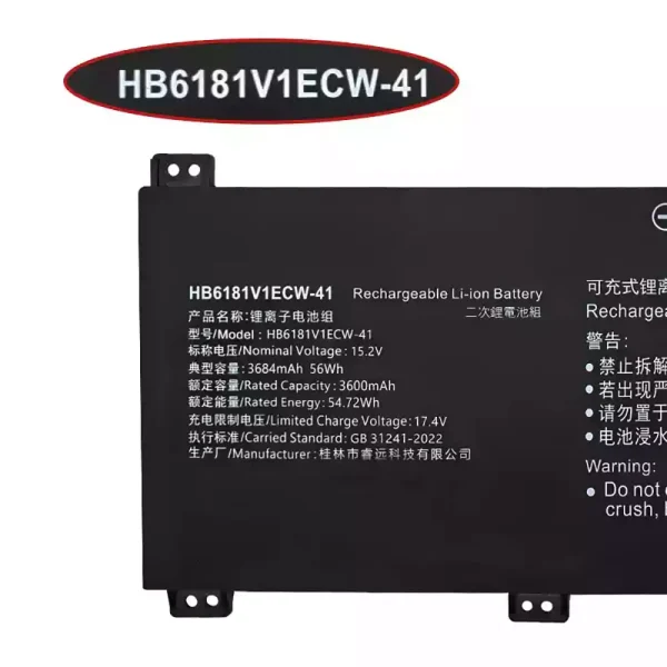 ⁦بطارية الكمبيوتر المحمول HUAWEI HB6181V1ECW-41⁩ - الصورة ⁦3⁩