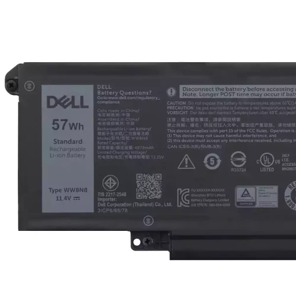 ⁦بطارية الكمبيوتر المحمول DELL WW8N8 66DWX⁩ - الصورة ⁦3⁩