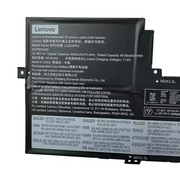 ⁦بطارية الكمبيوتر المحمول LENOVO L22D4PA5 L22C4PA5 L22M4PA5⁩ - الصورة ⁦3⁩