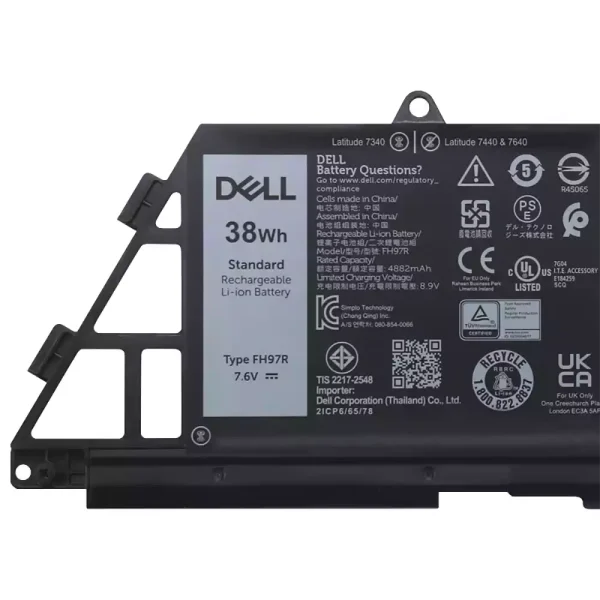 ⁦بطارية الكمبيوتر المحمول DELL FH97R 76KVG 599M7⁩ - الصورة ⁦3⁩