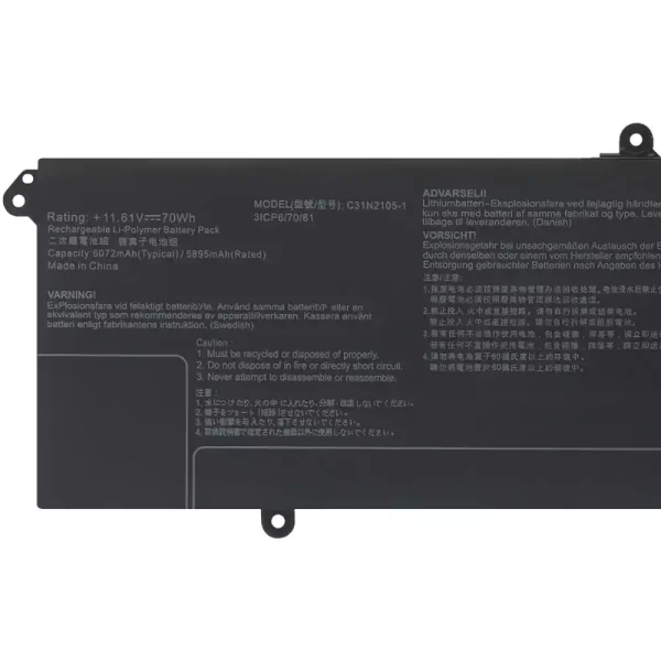 ⁦بطارية الكمبيوتر المحمول ASUS C31N2105-1⁩ - الصورة ⁦3⁩
