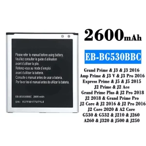 بطارية الهاتف الذكي EB-BG530BBC ينطبق على Samsung J3/J3 2016/J3 V/J3 Pro 2016/J5/J5 2015/J2 Ace/J2 Pro 2018/J2 2018/J2 Core/J2 2016/J2 Pro 2016/J2 Core 2020/A2 Core