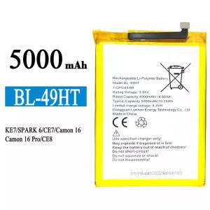 بطارية الهاتف الذكي BL-49HT  ينطبق على Tecno KE7 / SPARK 6 / Camon 16 /Camon 16 Pro