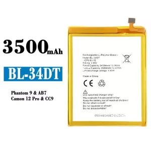 بطارية الهاتف الذكي BL-34DT  ينطبق على Tecno Phantom 9/ Camon 12 Pro