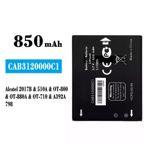 بطارية الهاتف الذكي CAB3120000C1  ينطبق على Alcatel 2017B/510A/798/OT-800/OT-880A/OT-710/A392A